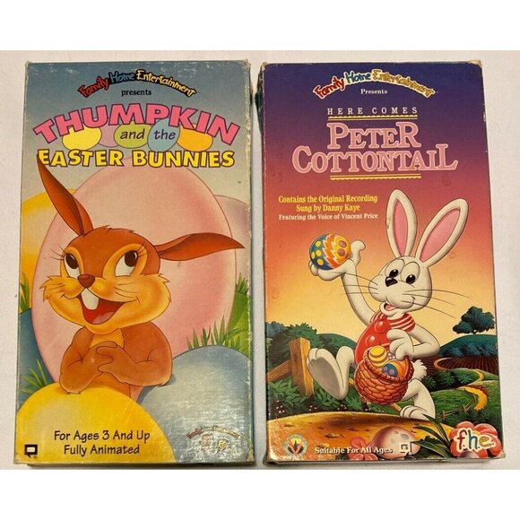 2 VHS Thumpkin And The Easter Bunnies & Here Comes Peter Cottontail - Picture 1 of 5